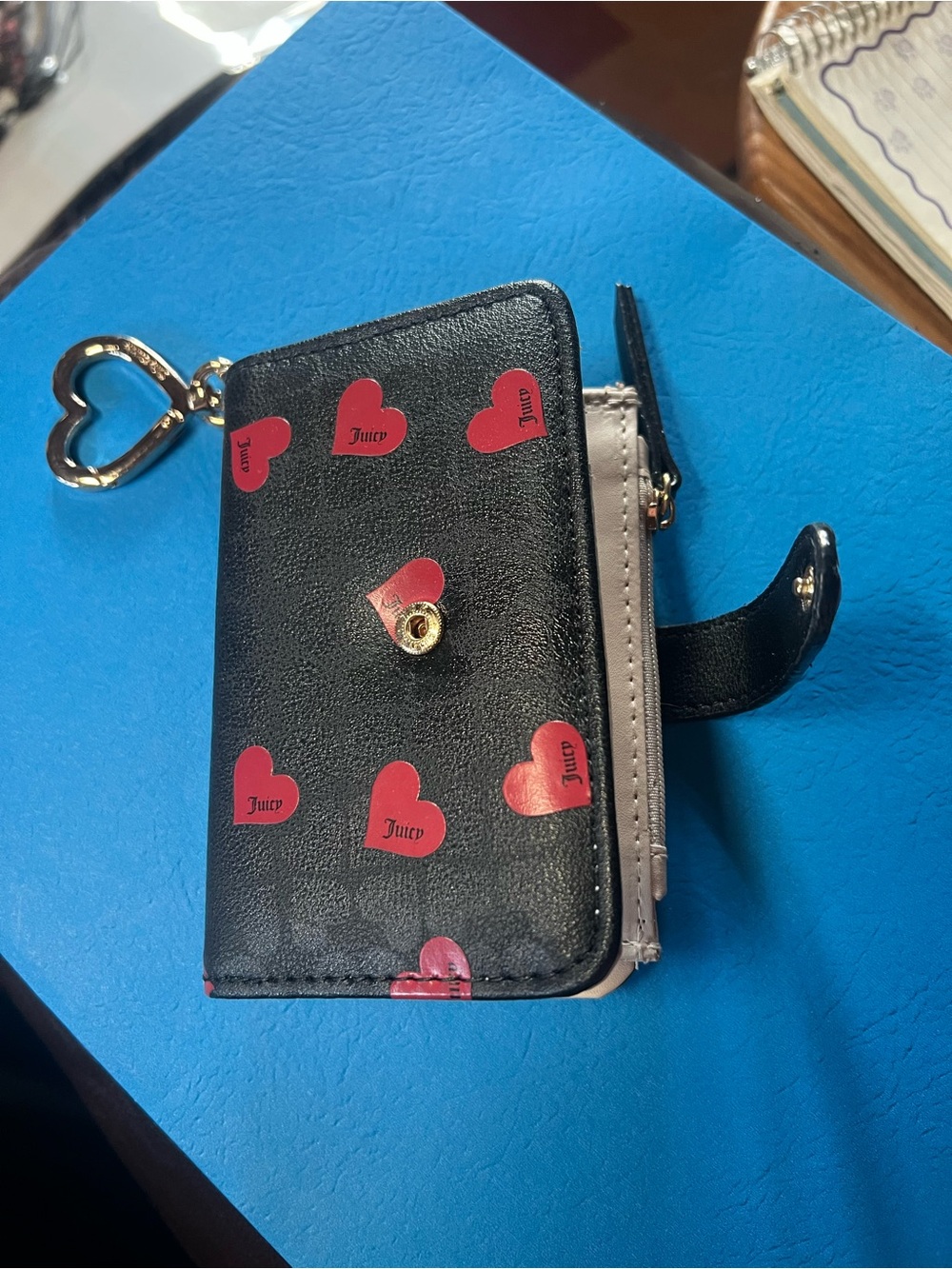 Juicy Couture Black Wallet with Red Heart Charm